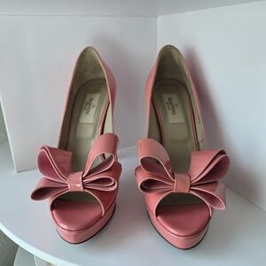 Valentino Pink Peep-Toe Heels with Bow